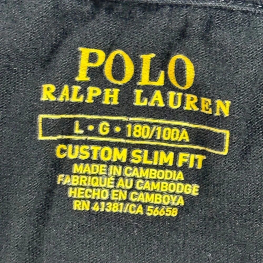 Polo Ralph Lauren Mens‎ Custom Slim Fit Long Sleeve T-Shirt Black Red Pony Large